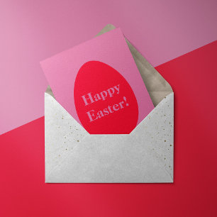 Minimal red and pink egg Easter Holiday Card