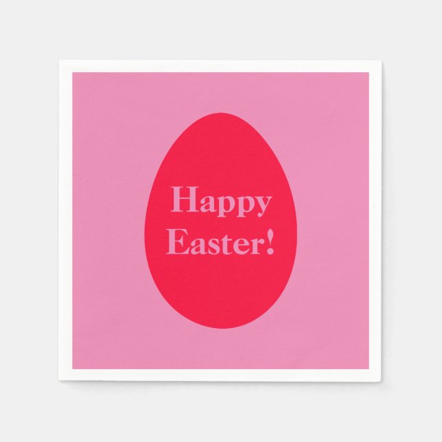 Minimal red and pink egg Easter Napkin (Front)