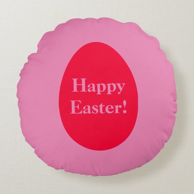 Minimal red and pink egg Easter Round Pillow (Front)