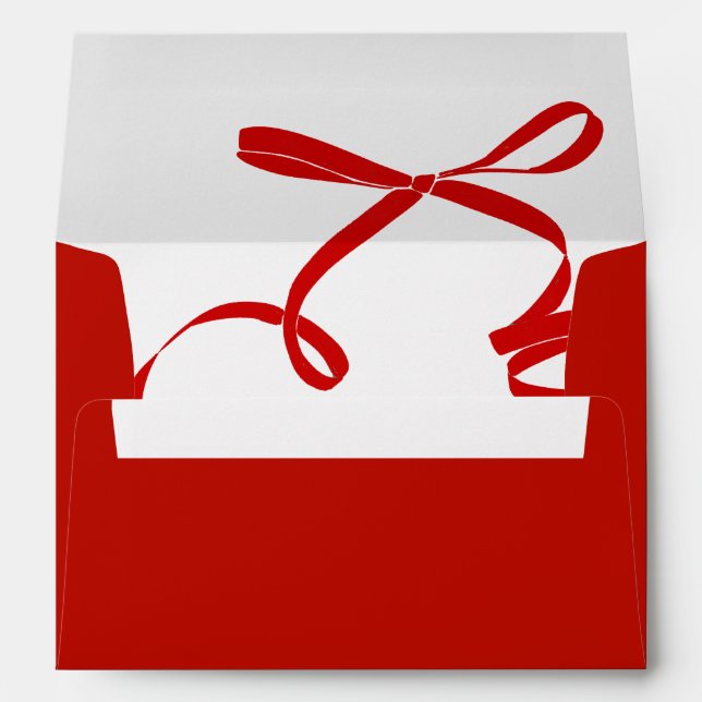 Minimal Red Bow Christmas Card Envelope (Back (Bottom))