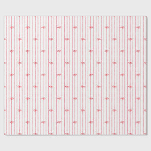 Minimal Red Bow Stripe Christmas Wrapping Paper