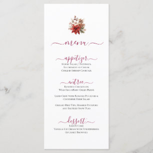 Minimal Red Christmas Poinsettia Floral Design Menu