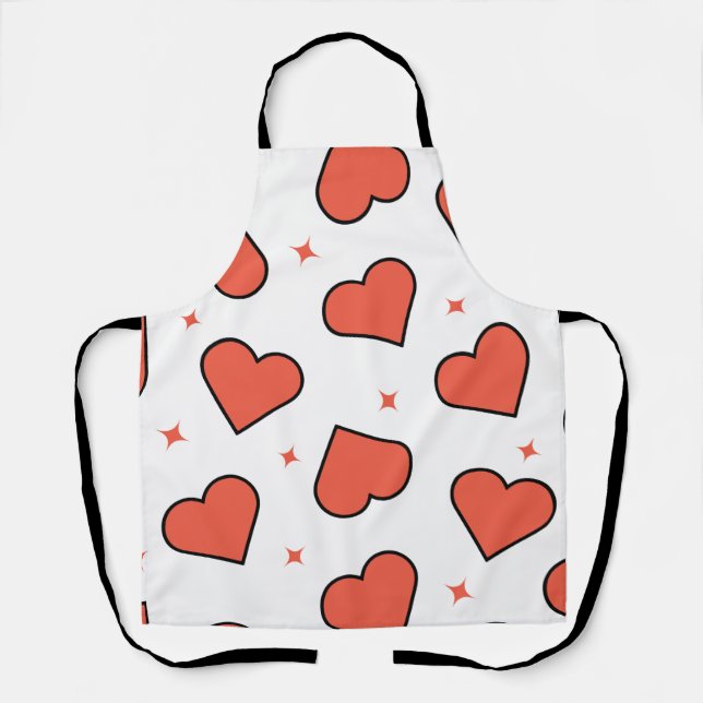 Minimal red heart pattern apron (Front)