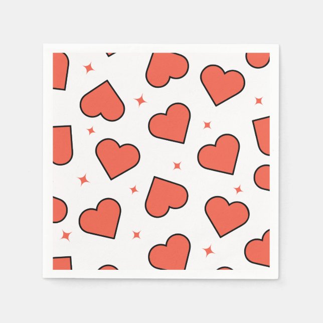 Minimal red heart pattern napkin (Front)