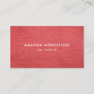Minimal Red Linen Texture Modern Professional Business Card