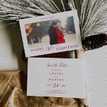 Minimal Red Marry Little Christmas Save the Date Holiday Card<br><div class="desc">This minimal red Marry Little Christmas save the date holiday card makes the perfect simple holiday greeting for an engaged couple. The design features classic red and white typography paired with a rustic yet elegant script font with hand lettered style.</div>