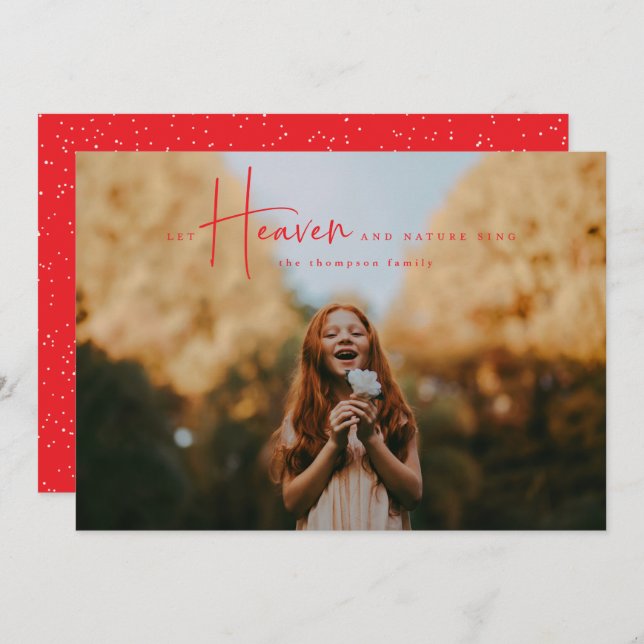 Minimal Red Religious Holiday Photo Card (Front/Back)