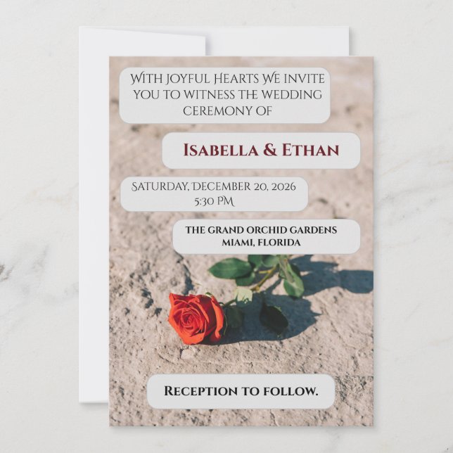 Minimal Red Rose Wedding Invitation (Front)