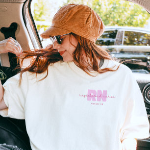 Minimal Registered Nurse Personalized Pink Script T-Shirt