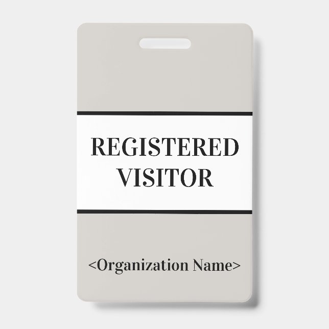 Minimal "REGISTERED VISITOR" Badge (Front)