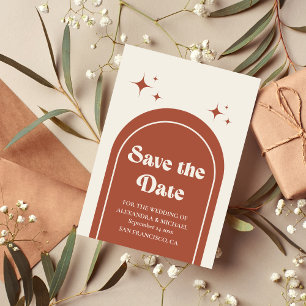 Minimal Retro Arch Terracotta Wedding Save The Date