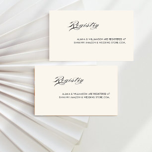 Minimal retro black old money wedding registry  enclosure card
