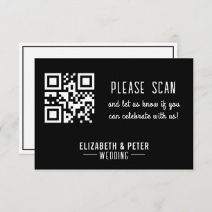 Minimal Retro Black White Wedding RSVP Card