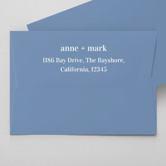 Minimal Retro Blue Wedding Envelope 