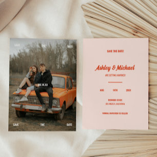 Minimal Retro Full Photo Wedding  Save The Date
