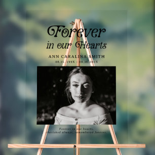 Minimal Retro Funeral Forever in our Hearts Sign