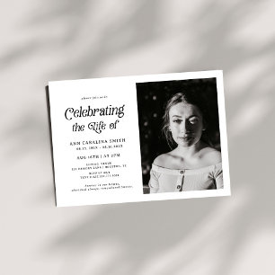 Minimal Retro Funeral Photo Celebrating the life Invitation