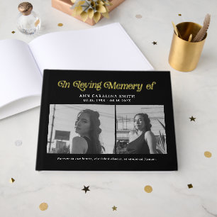 Minimal Retro Funeral Photo In Loving Memory Guest Book