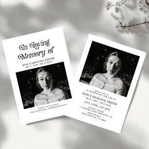Minimal Retro Funeral Photo In Loving Memory Invitation
