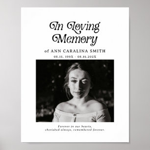Minimal Retro Funeral Photo In Loving Memory Poster