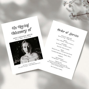 Minimal Retro Funeral Photo In Loving Memory Program