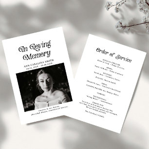 Minimal Retro Funeral Photo In Loving Memory Program