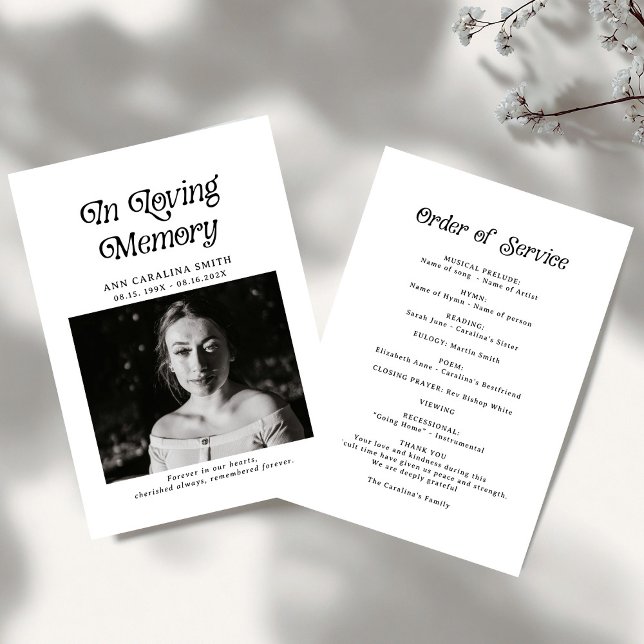 Minimal Retro Funeral Photo In Loving Memory Program (Creator Uploaded)