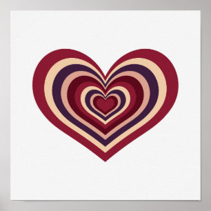 Minimal Retro Heart Wall Art Poster
