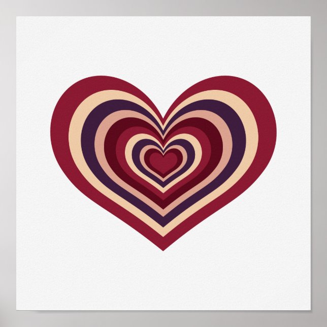 Minimal Retro Heart Wall Art Poster (Front)
