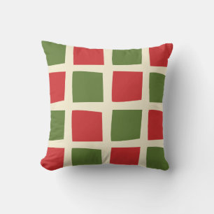 Minimal Retro Modern Christmas Check Large Pattern Throw Pillow