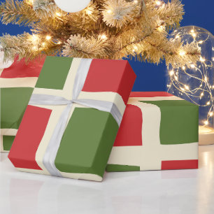 Minimal Retro Modern Christmas Check Large Pattern Wrapping Paper