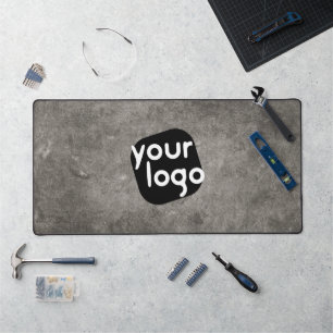 Minimal Retro Neutral Grey Add Your Logo Branded Desk Mat