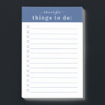 Minimal Retro Typography | Blue Monogram Post-it Notes<br><div class="desc">Personalize with your name or choice of text, or leave blank if desired. These list notepads are perfect for, all kinds of to-do lists. Personalize a set of gorgeous Post It notes for yourself or as a gift. These wonderful little beauties are great for reminders and messages and, when personalized,...</div>