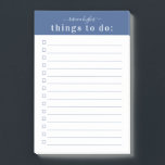 Minimal Retro Typography | Blue Monogram Post-it Notes<br><div class="desc">Personalize with your name or choice of text, or leave blank if desired. These list notepads are perfect for, all kinds of to-do lists. Personalize a set of gorgeous Post It notes for yourself or as a gift. These wonderful little beauties are great for reminders and messages and, when personalized,...</div>