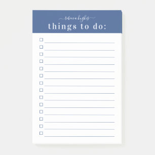 Minimal Retro Typography   Blue Monogram Post-it Notes