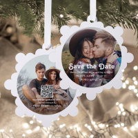 Minimal Retro Wedding Save the Date QR Christmas