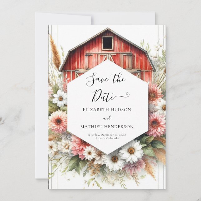 Minimal Romance Barnyard Wedding Save The Date (Front)