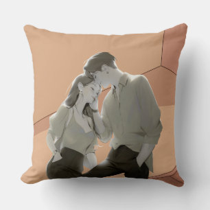 Minimal Romantic Couple Aesthetic Throw Pillow