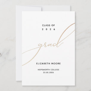 Minimal Rose Gold Calligraphy Custom Photo Grad Announcement