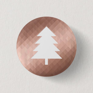 Minimal rose gold christmas tree modern geometric 1 inch round button