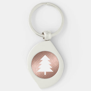 Minimal rose gold christmas tree modern keychain