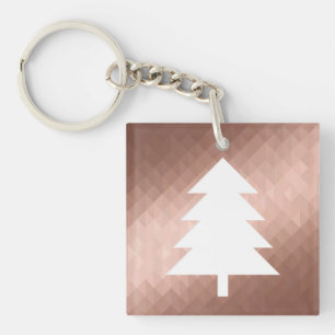 Minimal rose gold christmas tree modern keychain