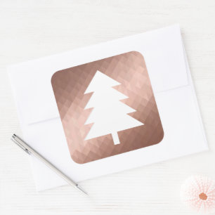 Minimal rose gold christmas tree modern square sticker
