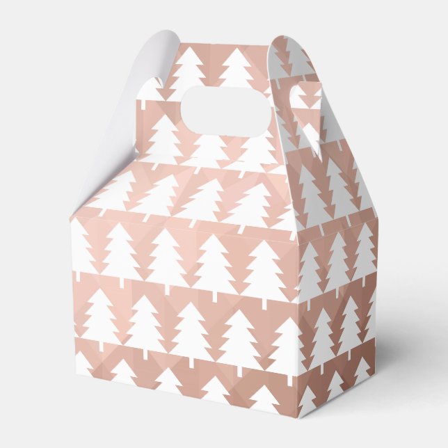 Minimal rose gold geometric xmas trees  favor box (Front Side)