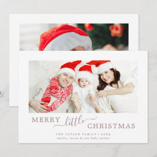 Minimal Rose Gold Merry Little Christmas Baby Holiday Card