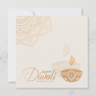 Minimal Rose gold ornament Happy Diwali Card