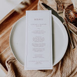 Minimal Rose Gold Typography Wedding Dinner Menu<br><div class="desc">This minimal rose gold typography wedding dinner menu card is perfect for a simple wedding. The modern romantic design features classic rose gold and white typography. Customizable in any colour. Keep the design simple and elegant, as is, or personalize it by adding your own graphics and artwork. This menu can...</div>