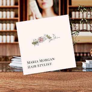 Minimal Rose Hair Stylist Business Card   Elegant 