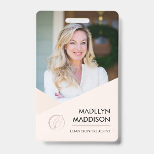 Minimal Rose Photo Notary Signing Agent Badge