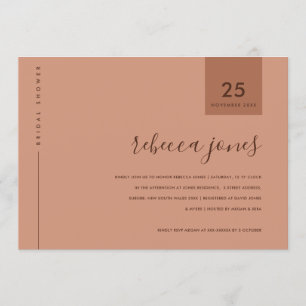 MINIMAL RUST TERRACOTTA TYPOGRAPHY BRIDAL SHOWER INVITATION